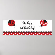 Trendy Red Ladybug Birthday Banner Sign