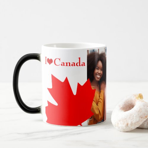 Trendy Red Maple Leaves I Love Canada Photo Magic Mug