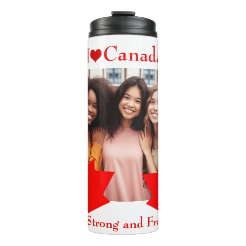 Trendy Red Maple Leaves I Love Canada Photo Thermal Tumbler