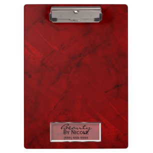 Trendy Red Marble Elegant Chic Glam Personalized Clipboard