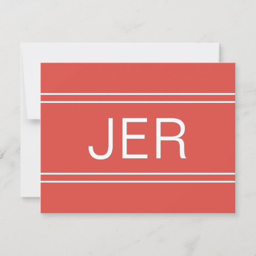 Trendy Red Personalized Monogrammed Name Initial Note Card