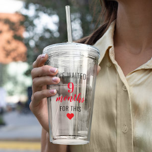 Trendy Red Post Pregnancy Funny Quote Acrylic Tumbler