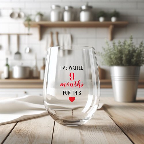 Trendy Red Post Pregnancy Funny Quote  Stemless Wine Glass