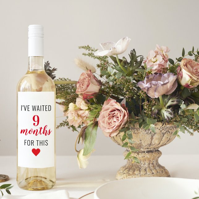 Trendy Red Post Pregnancy Funny Quote  Wine Label (Creator Uploaded)