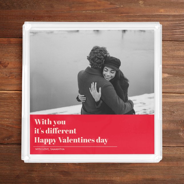 Trendy Red Quote and Photo | Valentines Gift  Acrylic Tray (Creator Uploaded)
