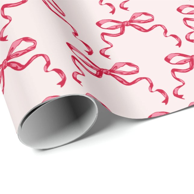 Trendy red ribbon bows  wrapping paper (Roll Corner)