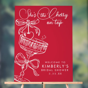Trendy Red She's The Cherry On Top Bridal Shower Acrylic Sign