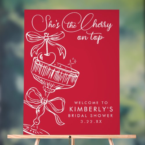 Trendy Red She's The Cherry On Top Bridal Shower Acrylic Sign