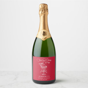 Trendy Red She's The Cherry On Top Bridal Shower Sparkling Wine Label