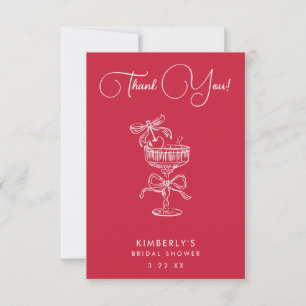 Trendy Red She's The Cherry On Top Bridal Shower Thank You Card
