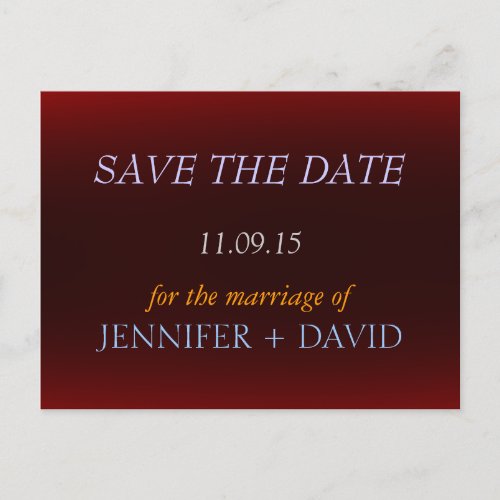 Trendy Red Stylish Save the Date Wedding Postcard