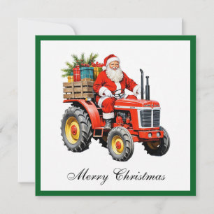Trendy Red Tractor Funny Christmas Non-Photo Holiday Card