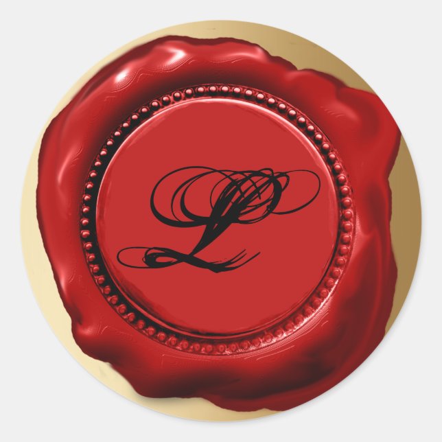 Trendy Red Wax Initial Letter Seal (Front)