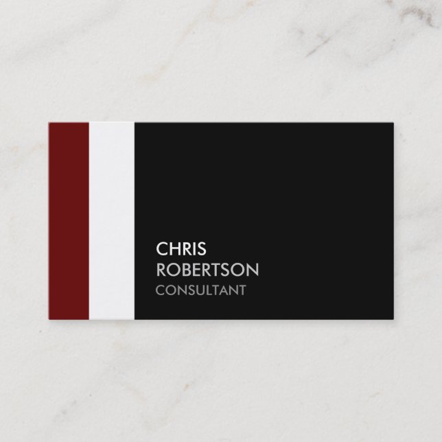 Trendy Red White Black Attractive Business Card (Front)
