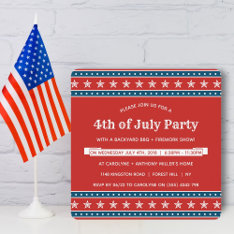 Trendy Red, White & Blue 4th Of July Party Invitation at Zazzle