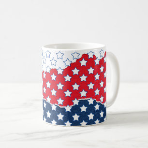 Trendy Red White & Blue Stars America Flag Pattern Coffee Mug