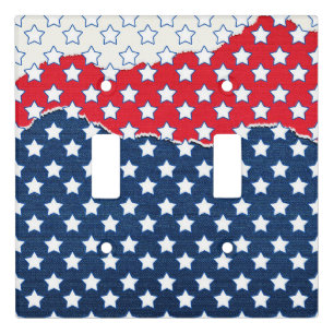 Trendy Red White & Blue Stars America Flag Pattern Light Switch Cover