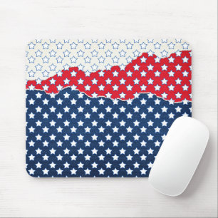 Trendy Red White & Blue Stars America Flag Pattern Mouse Pad