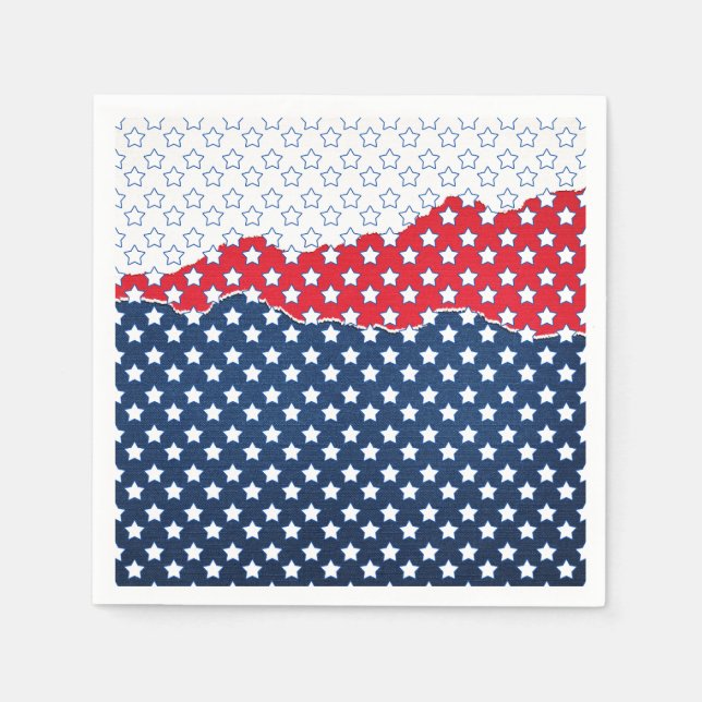 Trendy Red White & Blue Stars America Flag Pattern Napkins (Front)