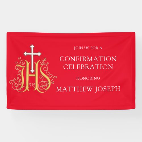 Trendy Red White Gold Logo Confirmation Banner