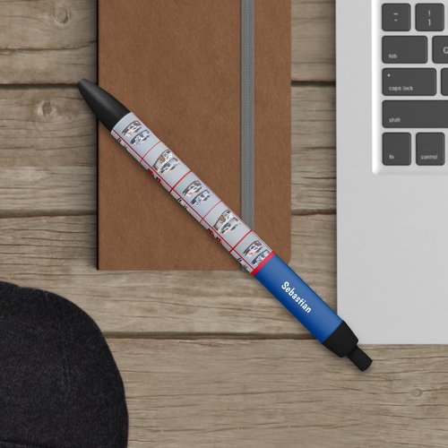 Trendy Red  White Sporty Sports Cars Enthusiasts Black Ink Pen