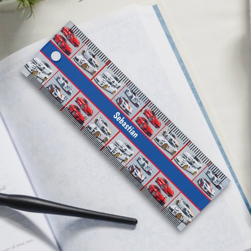 Trendy Red  White Sporty Sports Cars Enthusiasts Ruler