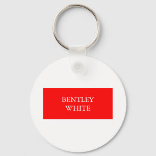 Trendy Red White Stylish Simple Plain Your Name Keychain