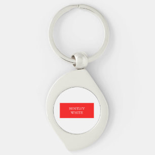 Trendy Red White Stylish Simple Plain Your Name Keychain