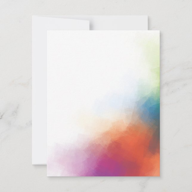 Trendy Red Yellow Blue Purple Green Abstract Art Note Card (Front)