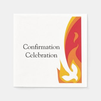 Trendy Red Yellow Fire and Dove Confirmation Napkins | Zazzle