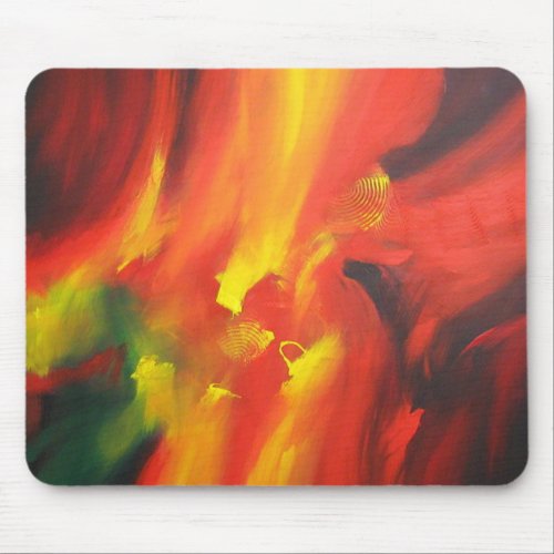 Trendy Red Yellow Green Template Modern Abstract Mouse Pad