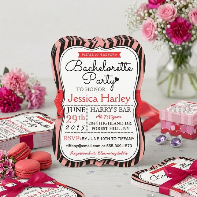 Trendy Red Zabra Print Bachelorette Party Invitation (Creator Uploaded)