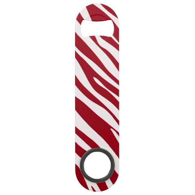 Trendy Red Zebra Animal Sripes Bar Key (Front)