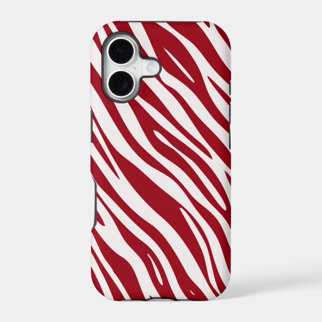 Trendy Red Zebra Animal Sripes Case-Mate iPhone Case (Back)