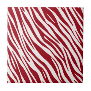 Trendy Red Zebra Animal Sripes Ceramic Tile