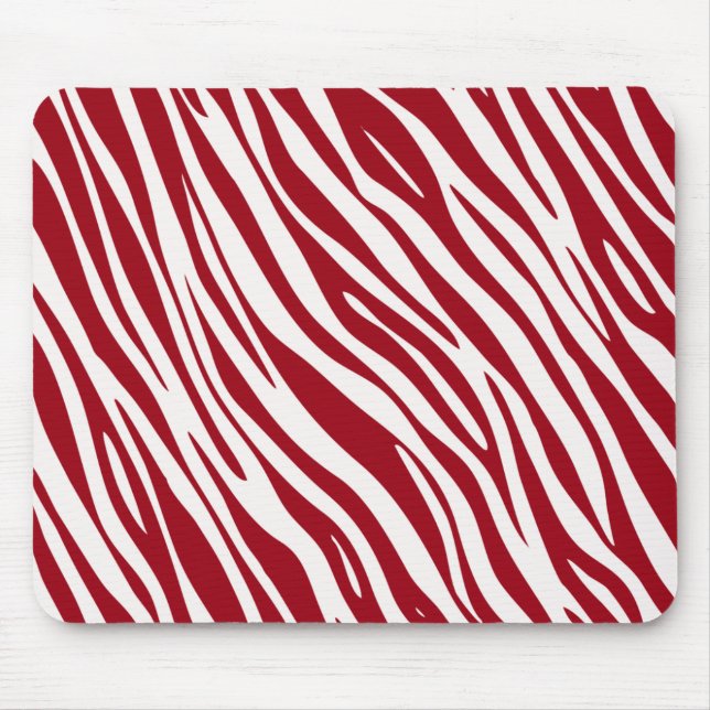 Trendy Red Zebra Animal Sripes Mouse Pad (Front)