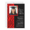Trendy Red Zebra Photo Graduation Invitation