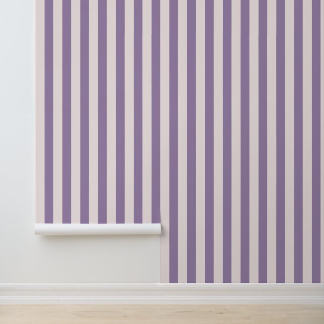 Trendy Regular Stripes in Blush & Violet Wallpaper (Application)