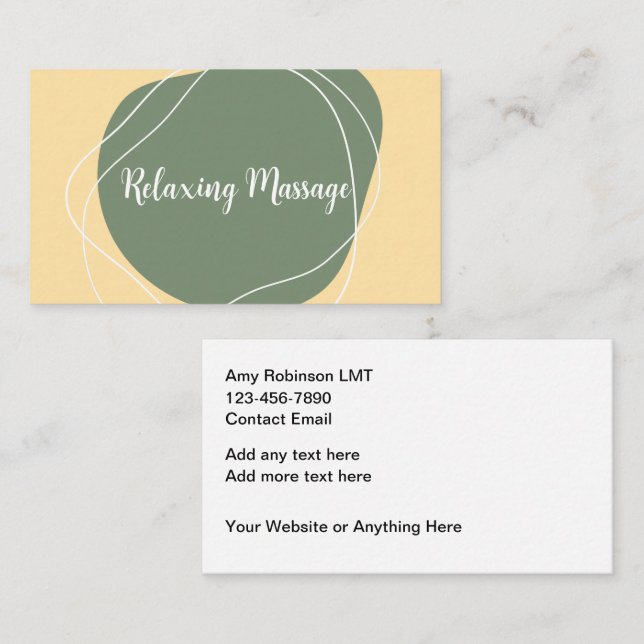 Trendy Relaxing Massage Business Cards (Front/Back)