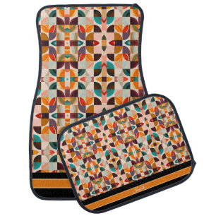 Trendy Retro Abstract Squares Collection Car Floor Mat