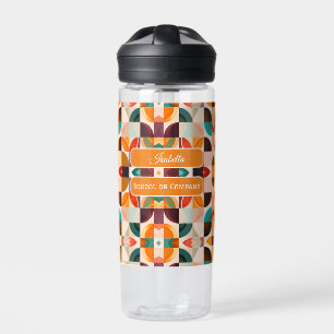 Trendy Retro Abstract Squares Collection Water Bottle