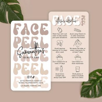Trendy Retro Beige Chemical Face Peel Aftercare Business Card by DiyMyDesignStore at Zazzle