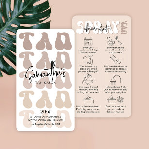 Trendy Retro Beige Spray Tan Aftercare Tanning Business Card