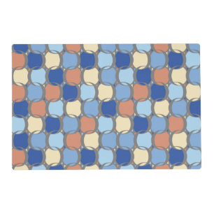 Trendy Retro Blue Orange and Yellow Circles Design Placemat