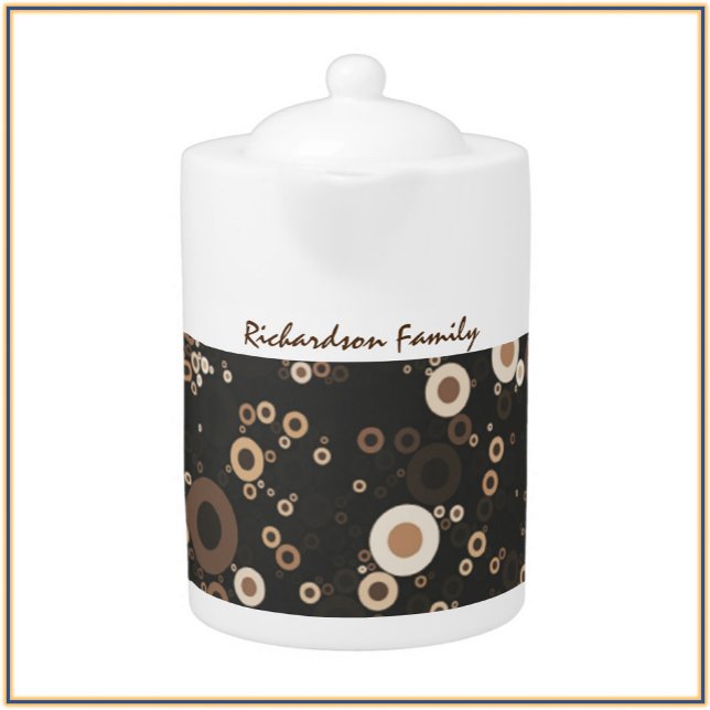 Trendy Retro Brown and Beige Circles Pattern  Teapot (Creator Uploaded)