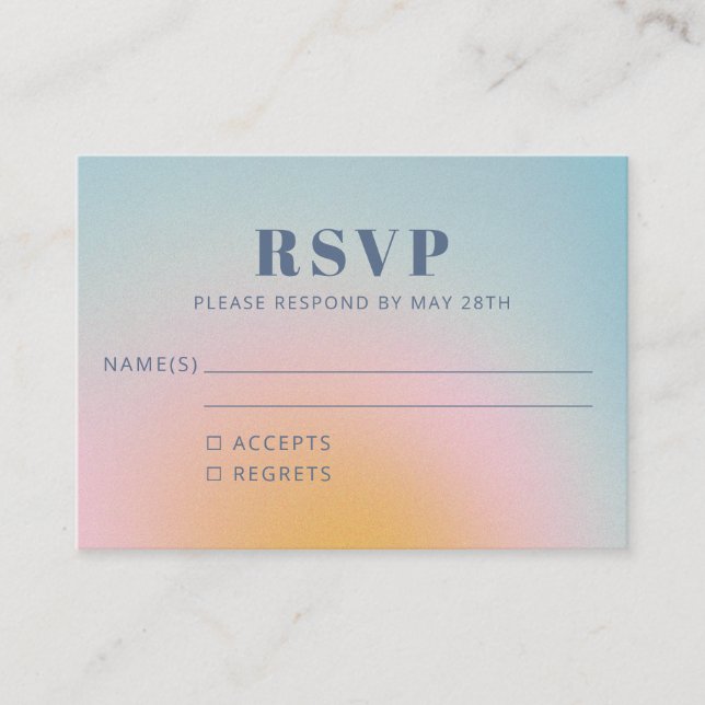 Trendy Retro Celestial Blue Gradient RSVP  Enclosure Card (Front)