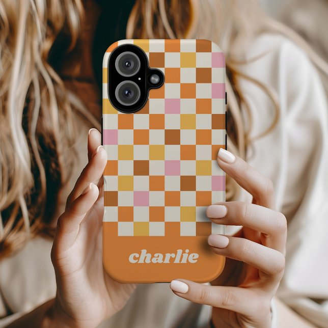 Trendy Retro Checkerboard Monogram Case-Mate iPhone Case (Creator Uploaded)