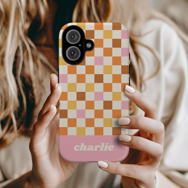 Trendy Retro Checkerboard Monogram Case-Mate iPhone Case (Creator Uploaded)