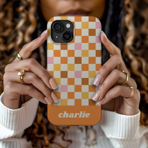 Trendy Retro Checkerboard Monogram iPhone 15 Case