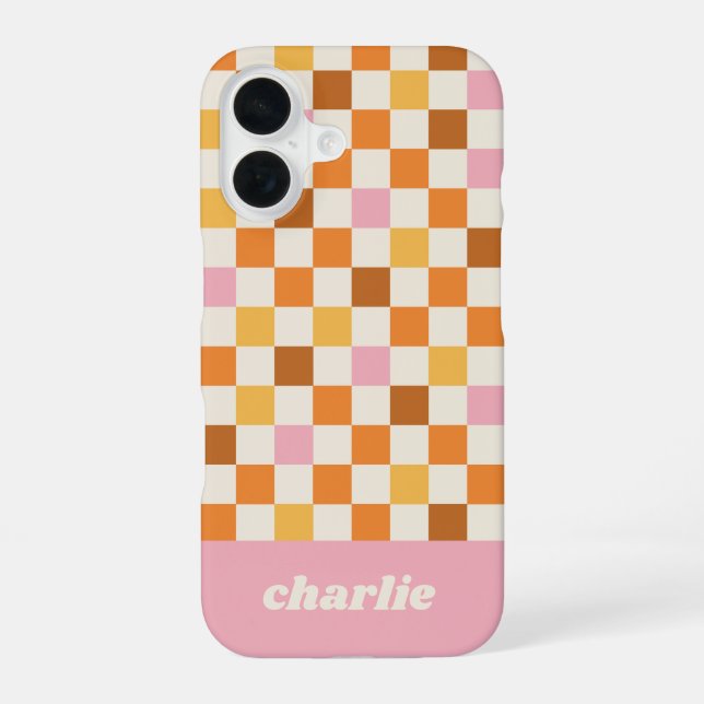 Trendy Retro Checkerboard Monogram Iphone Case (Back)